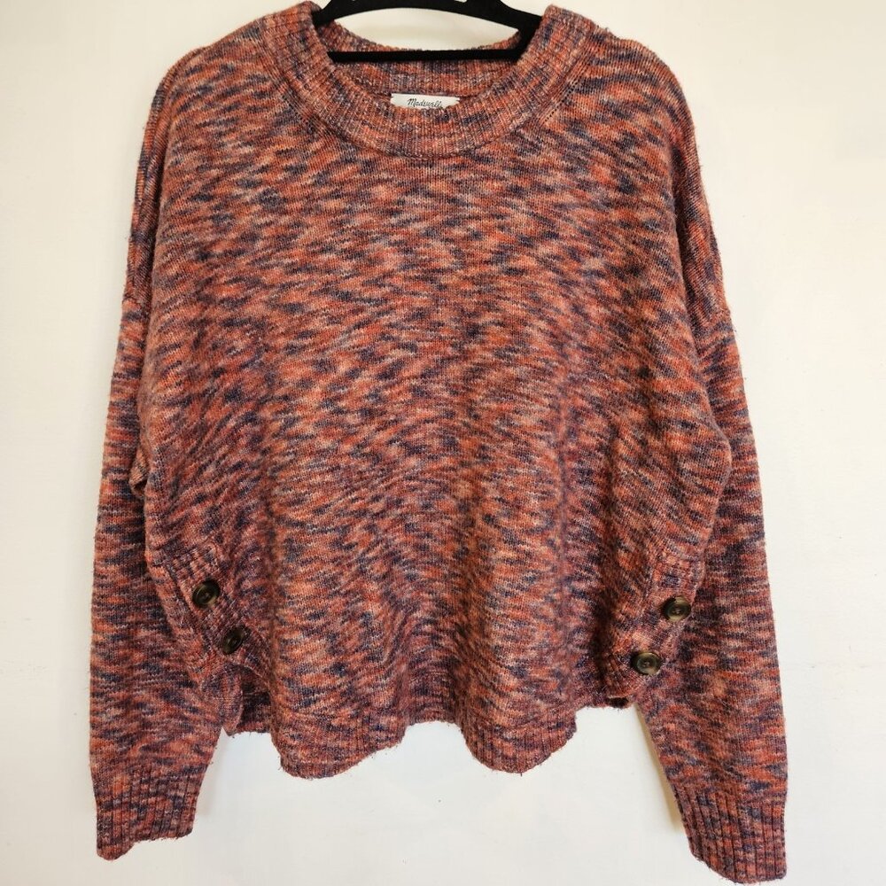 Madewell Womens Birchmont Sweater XL Xtra Large Space-Dye Side Button Pullover